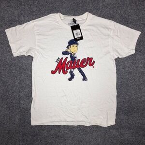 BreakingT Joe Mauer Minnesota Twins Youth Large T-Shirt White Caricature Graphic